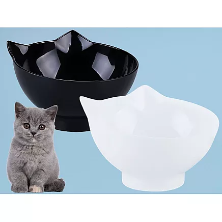 Double bowl for dog cat plastic bowls set for food water 2x400ml