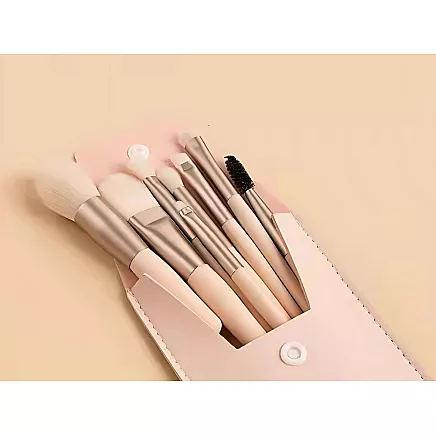 Set of 8 professional eye make-up brushes eyebrows with cosmetic case