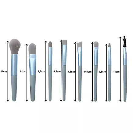 Set of 8 professional eye make-up brushes eyebrows with cosmetic case
