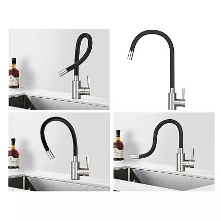 Flexible kitchen mixer tap with swivel spout 360 flexible