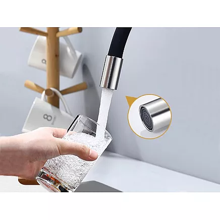 Flexible kitchen mixer tap with swivel spout 360 flexible