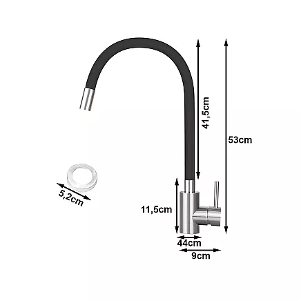 Flexible kitchen mixer tap with swivel spout 360 flexible