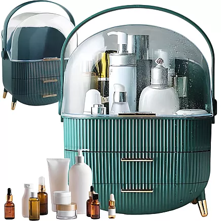 Cosmetics organiser with drawers spacious large handle elegant