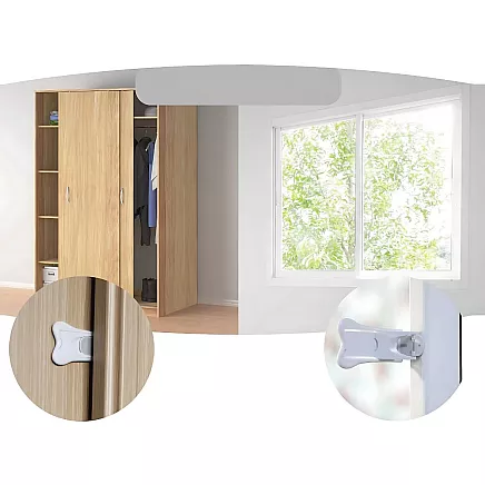 Bērnu drošības bloķētāji skapjiem un logiem, 2 gab., balts