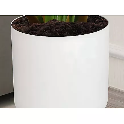 Puķu pods ar koka statīvu uz kājiņām, 14 cm, balts