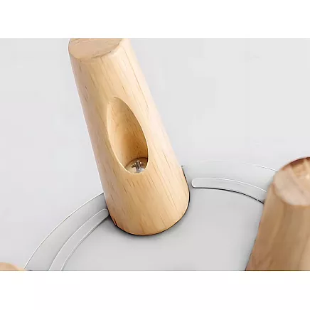 Puķu pods ar koka statīvu uz kājiņām, 14 cm, balts