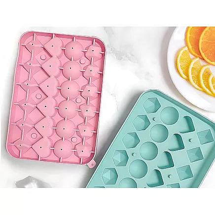 Silicone ice cube tray, 3D heart and diamond shapes, cube shapes for drinks