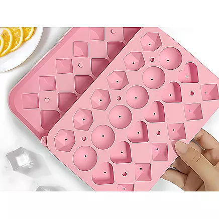 Silicone ice cube tray, 3D heart and diamond shapes, cube shapes for drinks