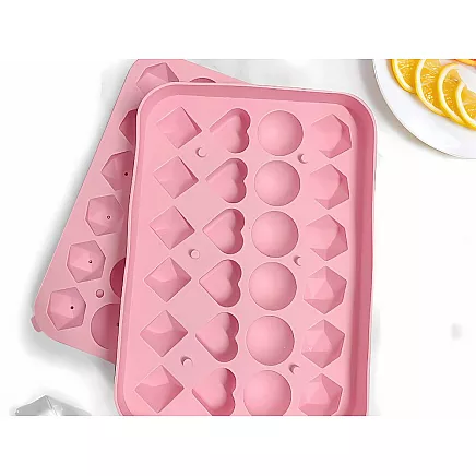 Silicone ice cube tray, 3D heart and diamond shapes, cube shapes for drinks
