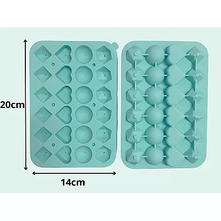 Silicone ice cube tray, 3D heart and diamond shapes, cube shapes for drinks