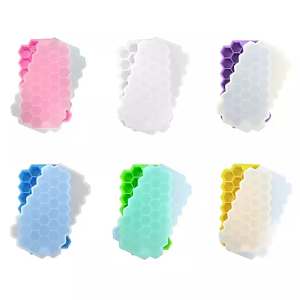 Silicone ice cube tray, 37 cubes, hexagon shape