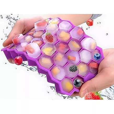 Silicone ice cube tray, 37 cubes, hexagon shape