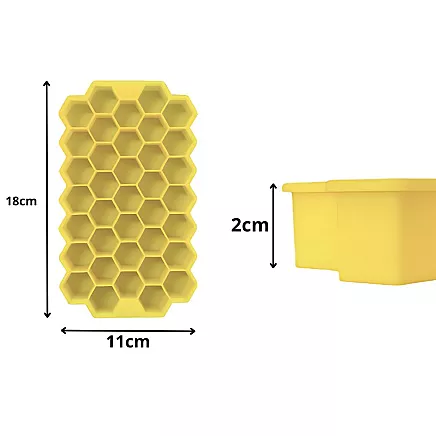 Silicone ice cube tray, 37 cubes, hexagon shape