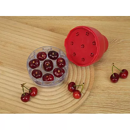 Cherry, sweet cherry and olive pitter with container, manual seed extractor