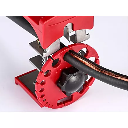 Hand-held cable stripper with adjustable cutting action