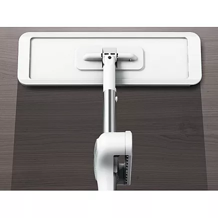 Salokāms plakanais mops ar nospiešanas mehānismu 125 cm, mikrošķiedras, balts