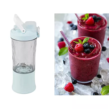 Portable USB wireless smoothie blender, ice crusher, blue