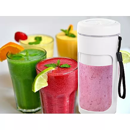 Portable USB wireless smoothie blender, ice crusher, lanyard