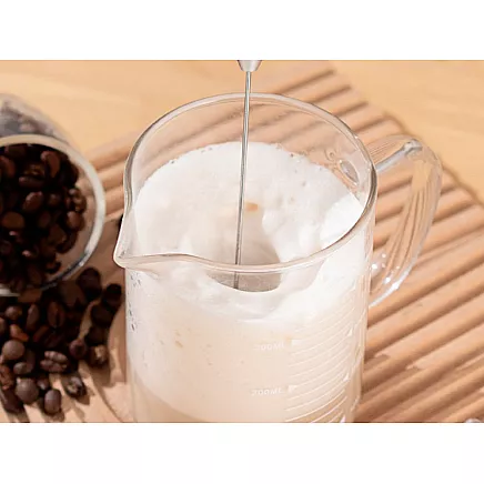 Manual coffee milk frother, mini electric mixer with stand