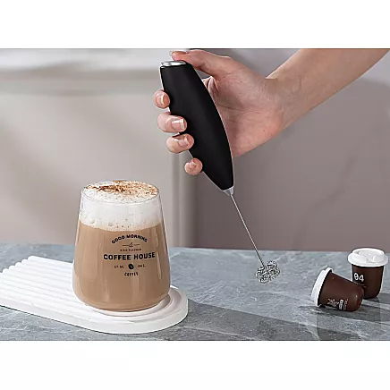 Manual coffee milk frother, mini electric mixer with stand