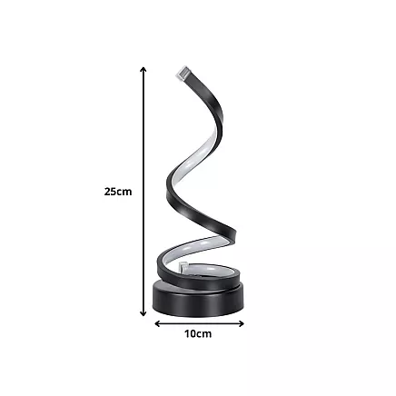 Spiral LED desk lamp, 3 light colours, USB brightness control