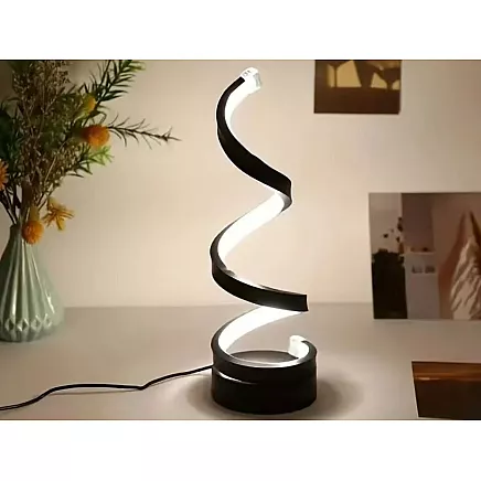 Spiral LED desk lamp, 3 light colours, USB brightness control