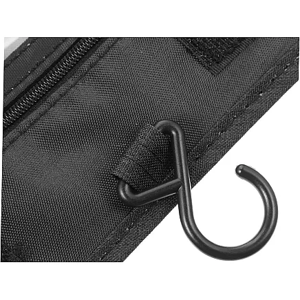 Travel cosmetics bag, hanging organiser for the bathroom, with zip, hook and handle