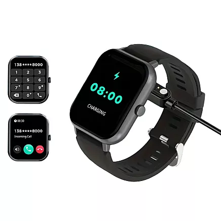 Viedpulkstenis vīriešiem un sievietēm ar zvanu funkciju, melns