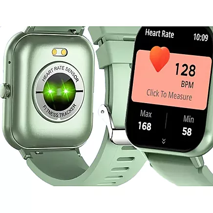 Sporta viedpulkstenis ar Bluetooth zvanu funkciju un silikona siksniņu, zaļš