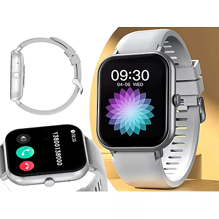 Sporta viedpulkstenis sievietēm un vīriešiem ar Bluetooth zvanu funkciju, pelēks