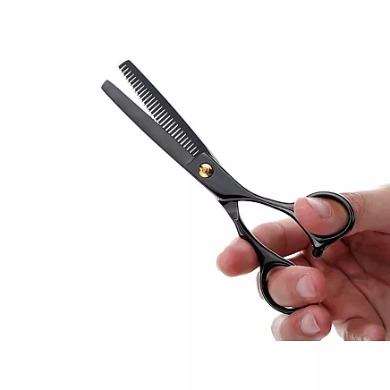 Degażówki professional hairdressing scissors, 17 cm, black, texturising
