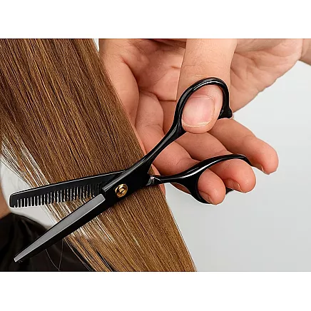 Degażówki professional hairdressing scissors, 17 cm, black, texturising