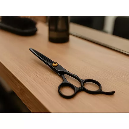 Degażówki professional hairdressing scissors, 17 cm, black, texturising