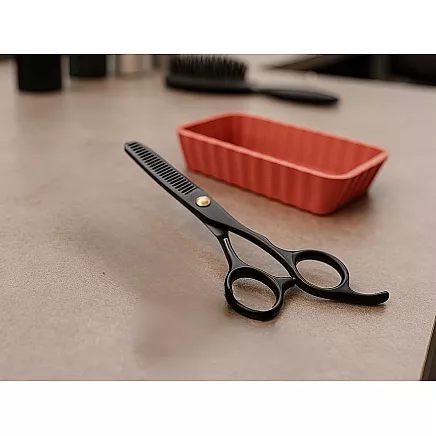 Degażówki professional hairdressing scissors, 17 cm, black, texturising