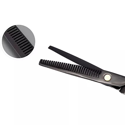 Degażówki professional hairdressing scissors, 17 cm, black, texturising