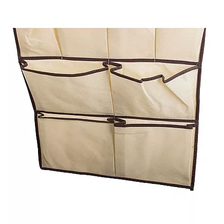 Piekaramais organizators rotaslietām un aksesuāriem, 12 kabatas, 90x45 cm, bēšs