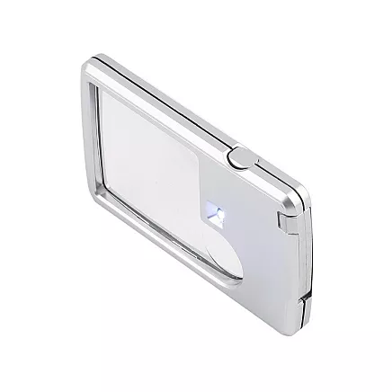 Kabatas lupa ar LED apgaismojumu 3x 6x, sudraba