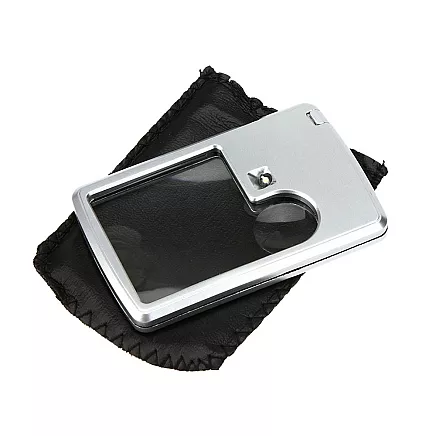 Kabatas lupa ar LED apgaismojumu 3x 6x, sudraba