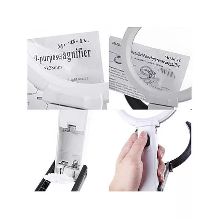 Loupe magnifying glass illuminated 1.8x 138mm
