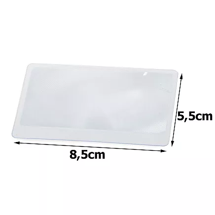 Kredītkartes izmēra lupa ar Frenela lēcu 85x55mm