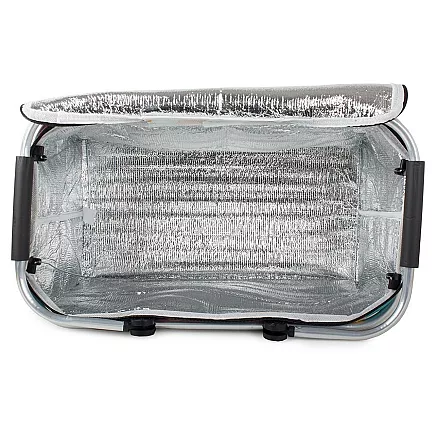 Termogrozāmu saliekams piknika/iepirkumu grozs, zaļš ar ziediem