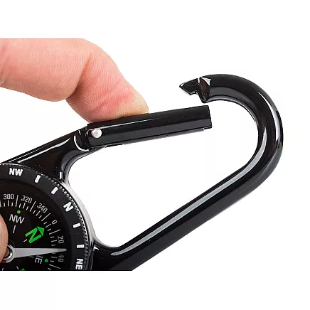 Kabatas kompass ar rotējošu limbuss un noņemamu metāla karabīni