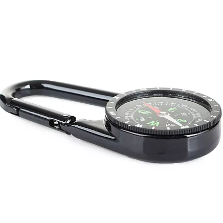 Kabatas kompass ar rotējošu limbuss un noņemamu metāla karabīni