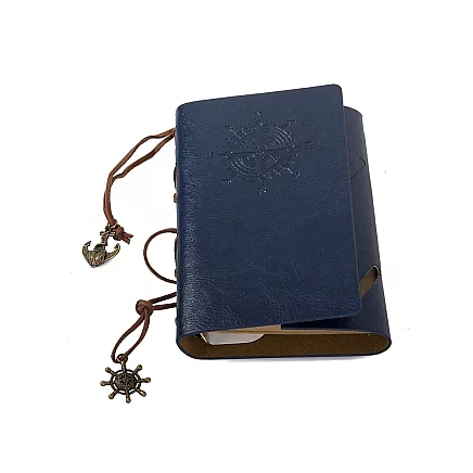 Ceļotāja piezīmju grāmata – retro dienasgrāmata, zila