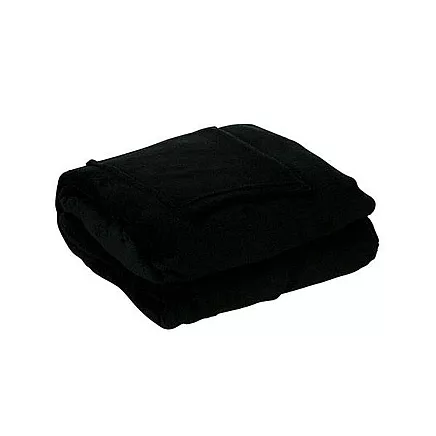 Liels un silts flīsa pleds ar piedurknēm, melns