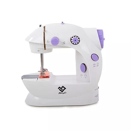 Mini sewing machine with pedal and power adapter