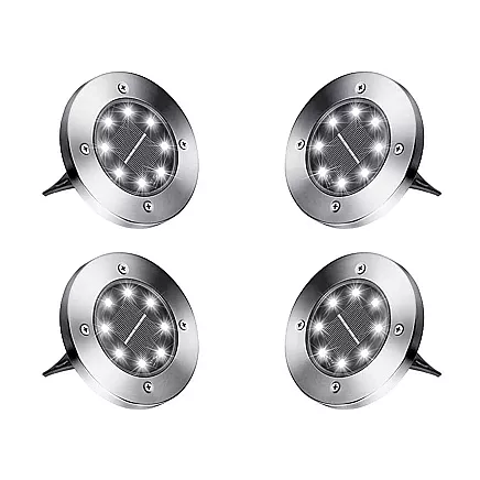 Solar disk garden lights twilight sensor 4pcs