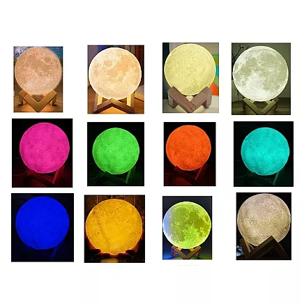 3d rgb moon night light with remote control