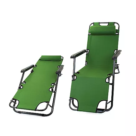 Garden beach lounger folding cushion gravity reinforced soft