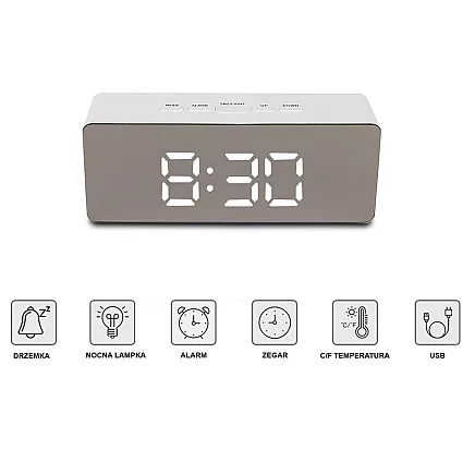 Led alarm clock led timer led mirror alarm date 4in1